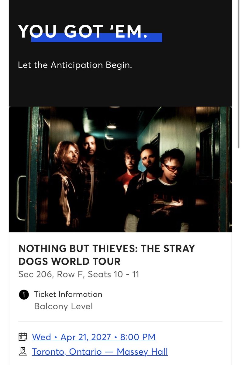 captainjaymeway's tweet photo. @NBThieves in April 2027? Yes please! A bucket list concert for me! https://t.co/RKODYo2dR5