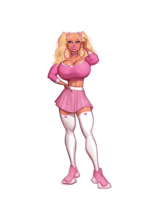 PITerotic's tweet photo. Lost the tweet but someone asked how to do backgrounds instead of just using white. I use a warm desaturated neutral value a gradient with a simple ground shadow. It does a lot to make a character feel like they exist in a space. https://t.co/p7lLNajWPE