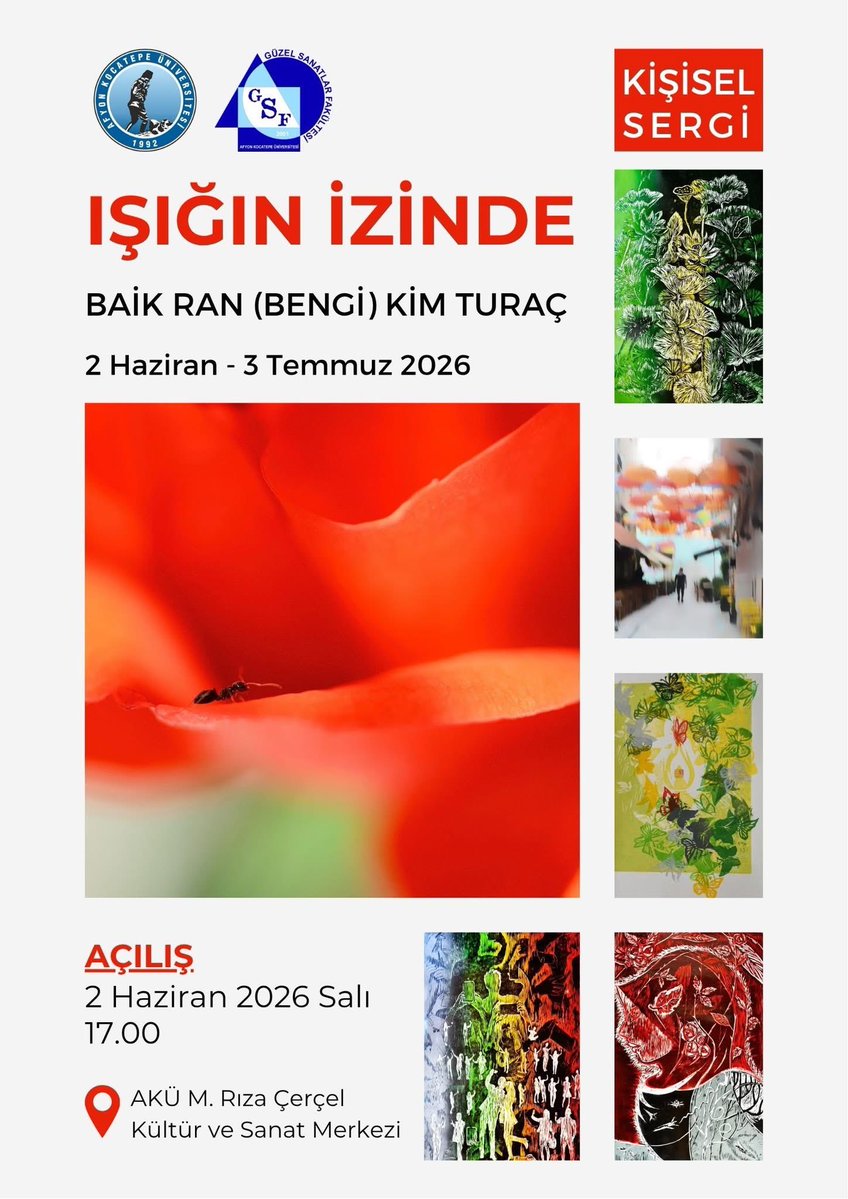 akugsf's tweet photo. 1️⃣ AKÜFEST’26 kapsamında, Fakültemiz ev sahipliğinde düzenlenen, Güney Koreli sanatçı Bengi Turaç’ın (Baik Ran Kim) “Işığın İzinde” adlı kişisel sergisi, @kocatepeuniv M. Rıza Çerçel Kültür ve Sanat Merkezinde açıldı. https://t.co/qrNLxMcB3S