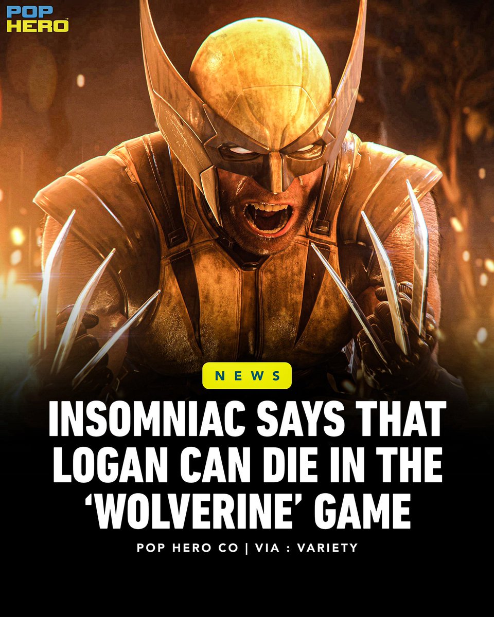 PopHeroCo's tweet photo. Insomniac says that Logan can die in the ‘WOLVERINE’ game.

• “He dies when his heart stops, and his healing factor can no longer activate, and that’s represented by his health bar.”

• “In order to maintain your health, you need to be aggressive [in combat].” https://t.co/WRADBZT7cM