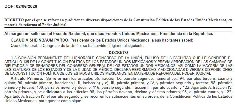 Juan_OrtizMX's tweet photo. 🗳️📌SHEINBAUM PUBLICA REFORMAS EN EL DOF: REFORMA JUDICIAL 2.0, FILTRO ANTINARCO Y ANULAR ELECCIONES POR INJERENCIA EXTRANJERA

Sheinbaum ya publicó en el Diario Oficial tres decretos aprobados en el Congreso.

Uno: La Reforma Judicial 2.0.

Incluye el aplazamiento de la elección judicial a 2028.

Y también el regalazo a magistrados electorales.

Podrán contender otra vez.

Algunos podrían llegar hasta 17 años en el cargo.

Dos: La reforma para anular elecciones por intervención extranjera.

Morena la presenta como defensa de soberanía.

Pero llega justo después de las acusaciones de EEUU contra Rocha Moya y otros funcionarios de Sinaloa.

Tres: El filtro antinarco de candidaturas.

Queda a cargo del INE.

Y se coordina con la FGR, UIF y otras instituciones.

Pero no es obligatorio.

Los partidos deciden si mandan sus listas.

Y las alertas no obligan a bajar candidaturas.