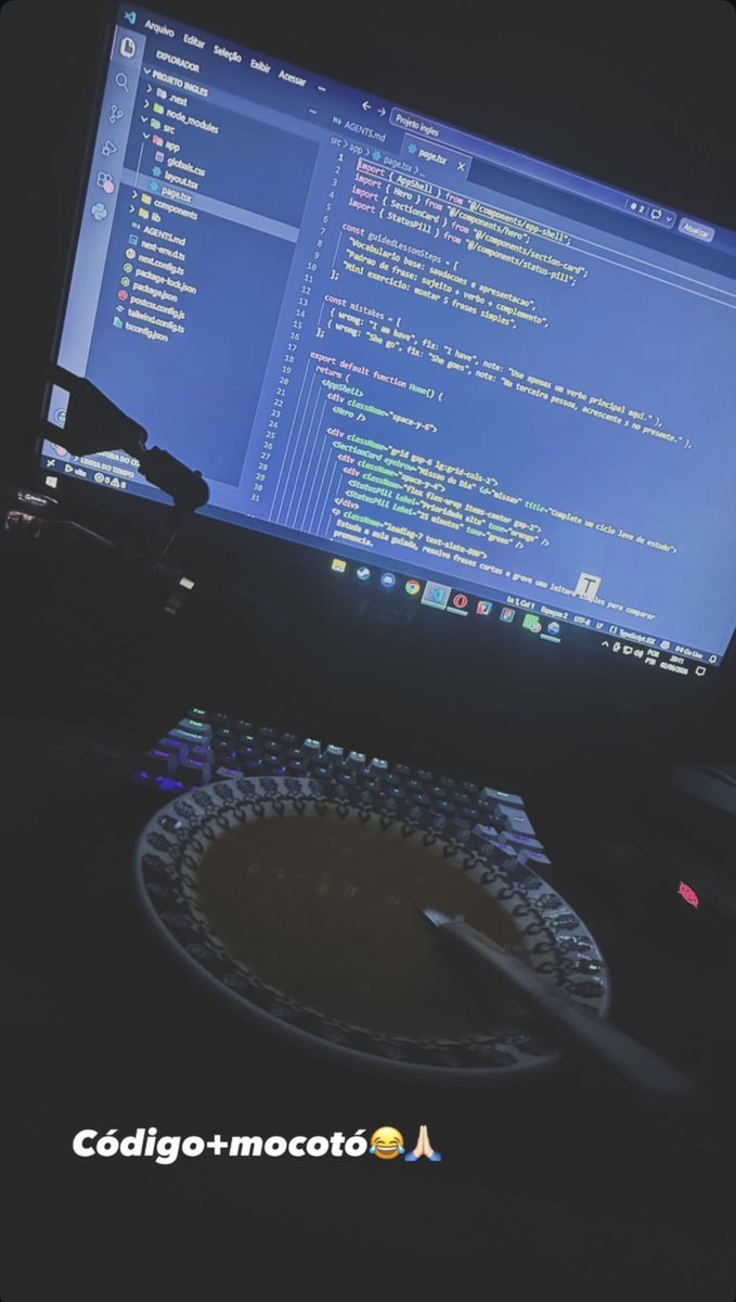 rd_ferreira2's tweet photo. O combustível do programador raiz não é café. Hoje é mocotó. 😂💻
Quem tá construindo algo próprio sabe que o segredo é constância.
#Dev #Programador #React #JavaScript #java https://t.co/fVtvpdyCrD