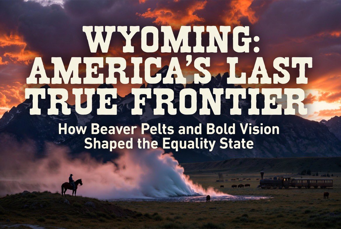 JacobStoneC's tweet photo. Wyoming: America’s Last True Frontier – How Beaver Pelts and Bold Vision Shaped the Equality State

Long before any map marked its borders, Wyoming’s sweeping plains and jagged peaks sustained ancient hunters who arrived more than 11,000 years ago. Shoshone, Arapaho, Crow, and Cheyenne peoples built lives around bison herds and seasonal rhythms, their presence a testament to the land’s unforgiving bounty. Europe’s insatiable demand for beaver-felt hats drew the first outsiders in the 1740s, when French trappers ventured into the northeastern wilds. Mountain men like Jim Bridger and Jedediah Smith soon followed, their solitary treks yielding tales that lured John Colter—fresh from the Lewis and Clark Expedition—to describe steaming geysers and roaring waterfalls that would one day become Yellowstone.
The Union Pacific Railroad’s iron ribbon sliced through the territory in 1868, turning a remote corridor into a magnet for ranchers, miners, and dreamers. That same year Congress carved Wyoming Territory from larger neighbors, but its leaders refused to play by ordinary rules. In 1869 they passed the world’s first law granting women full suffrage and the right to hold office, a defiant stand that nearly derailed statehood. Congress balked at the small population and radical equality clause; the territory wired back that it would rather remain outside the Union for a century than abandon its women. On July 10, 1890, President Benjamin Harrison signed the proclamation making Wyoming the 44th state, its constitution still enshrining that pioneering equality.
Geography and choice have kept the state sparsely settled ever since. Harsh winters, high plains, and an economy anchored in ranching, energy extraction, and tourism reward open horizons over crowded streets. No major metropolitan centers ever took root; instead, cattle ranches sprawl across land larger than many Eastern states. As of 2026, Wyoming holds roughly 590,000 residents—fewer than live inside many single American cities and the smallest total of any state. California counts nearly 39 million, Texas exceeds 30 million, and even neighboring Colorado approaches six million. Wyoming’s density hovers at about six people per square mile, a figure that underscores a deliberate preference for space over density.
Today the Cowboy State draws global attention through Yellowstone, the planet’s first national park, where geysers and grizzlies pull in millions of visitors each year, alongside the dramatic spires of Grand Teton and the stark beauty of Devil’s Tower. Its energy sector—coal, oil, natural gas, and fast-growing wind power—fuels the nation while low taxes and a fierce independent streak define daily life. Ranching still shapes the culture, rodeos celebrate frontier grit, and the same wide-open ethos that once defied Congress continues to attract those seeking solitude amid natural grandeur.