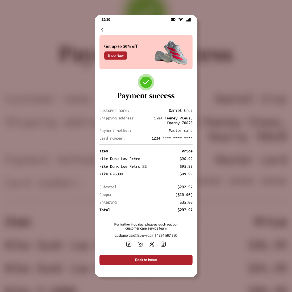 PulokStephen's tweet photo. Day 17 of the 100-day UI design challenge.

Challenge-17: Design a Purchase Receipt

#DailyUI #productdesign #UIUX https://t.co/AjDgs2OwQ4
