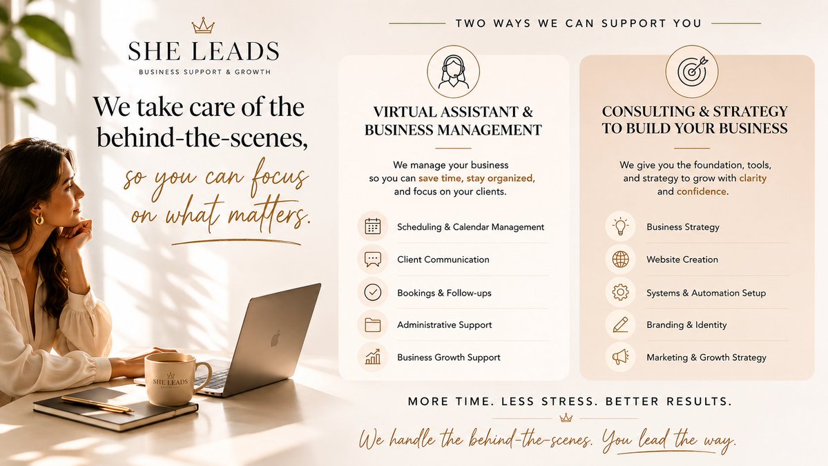 Ssheleads's tweet photo. ✨ Virtual Assistant &amp; Business Management
✨ Consulting &amp; Strategy

You're looking for hands-on support or a roadmap to build independently, we're here to help you.

Which one sounds more like you right now?

 #VirtualAssistant #BusinessGrowth   #ClientManagement #companionny https://t.co/LFqwM1V7Uc