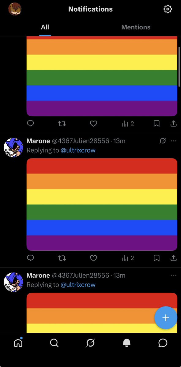 ultrixcrow's tweet photo. Goes to show how dumb these people are. 

"I'm going to spam replies and then go hide so no one can reply!!!"

Dumbass. All of your replies can't be seen!! 🤣🤣 bro did all of us a favor without even realizing it. That's how much shit thinking they have. https://t.co/cXiB2tkOZq