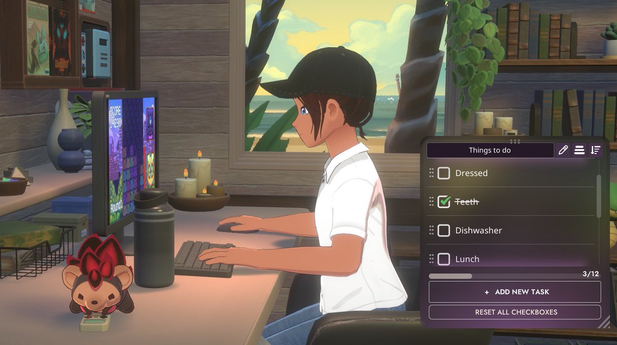 Gail_Radana's tweet photo. @evarain_ffxiv The only thing that has genuinely helped me is Spirit City: Lofi Sessions. I see these check boxes without a tick and it, somehow, helps me get off my ass and do the thing. Also helps me keep track of my meds. https://t.co/xZcCewKUKf