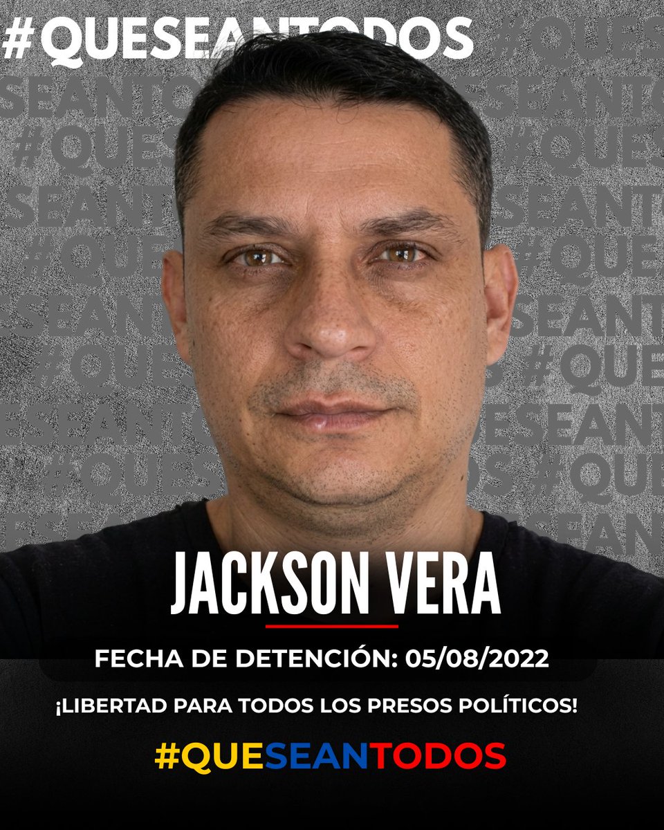 VenteDDHH's tweet photo. ❗️¡Libérenlos a todos!

En Venezuela todavía quedan mas de 400 personas secuentradas por el régimen. Son más de 400 vidas en pausa.

¡Jackson Vera y cada uno de los presos politicos debe ser liberado YA!

#QueSeanTodos https://t.co/tKvkP8DKxt