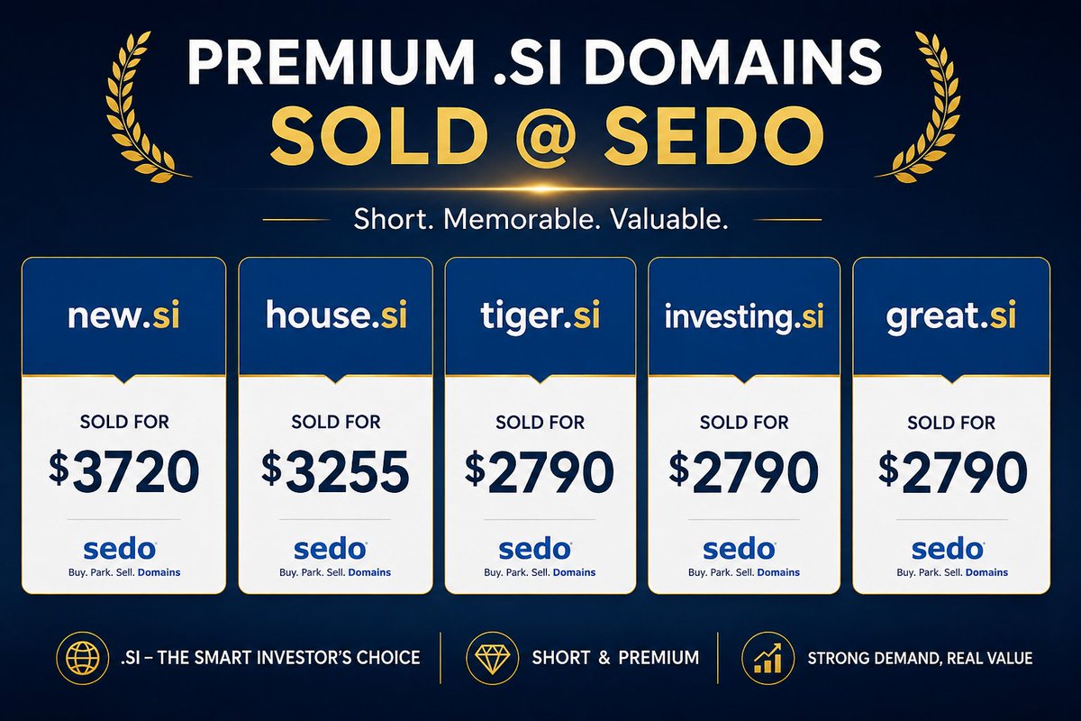 sidomains's tweet photo. Latest .si domain sales reported by @Sedo 🔥 https://t.co/co3EMeSHH8