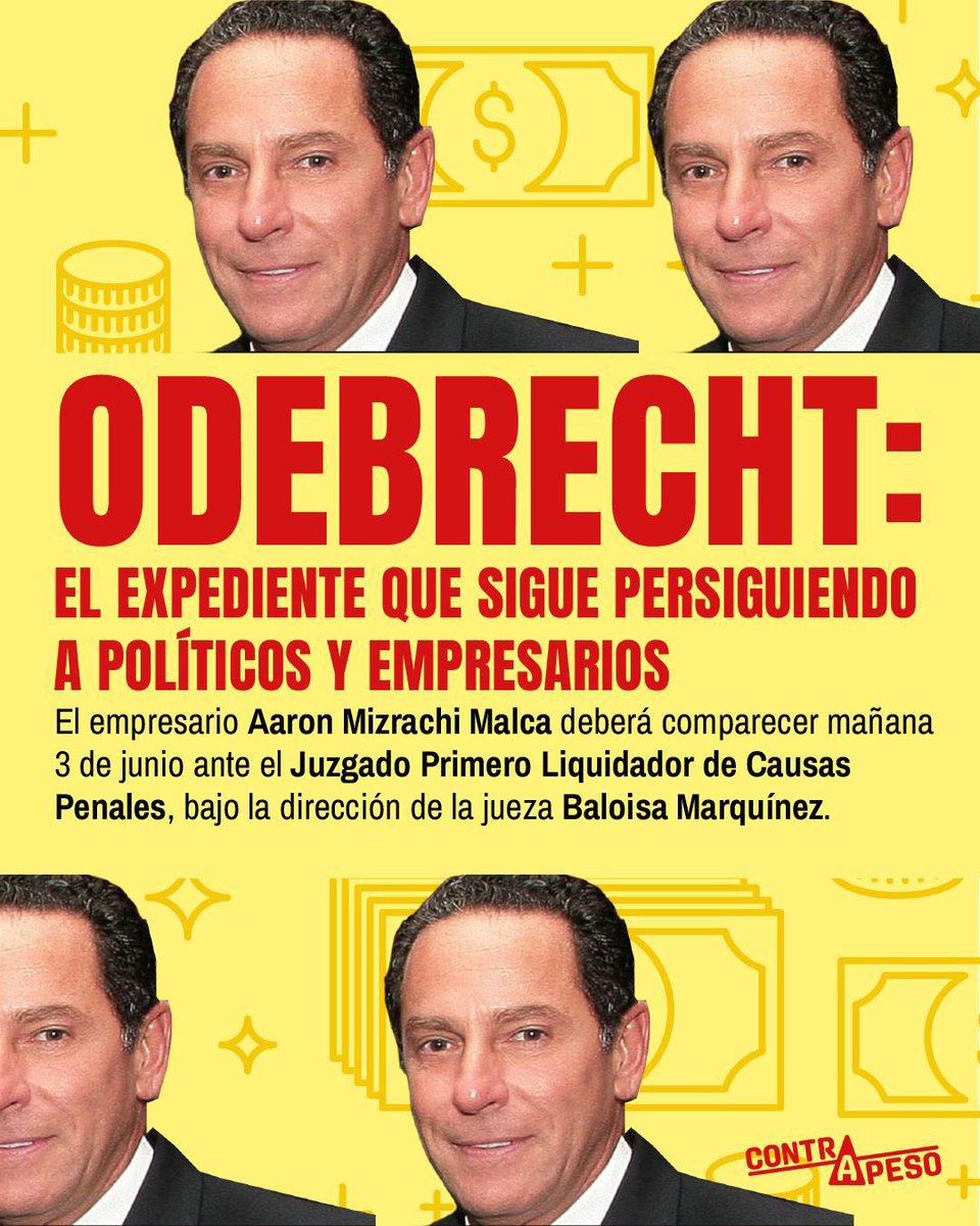 contrapesopa's tweet photo. Odebrecht sigue dando de qué hablar.

Aaron Mizrachi volverá a juicio por presunto blanqueo de capitales, luego de que la Corte Suprema revocara la decisión que lo había excluido del proceso.

Desliza para conocer los detalles. https://t.co/KNKlfnaCSP