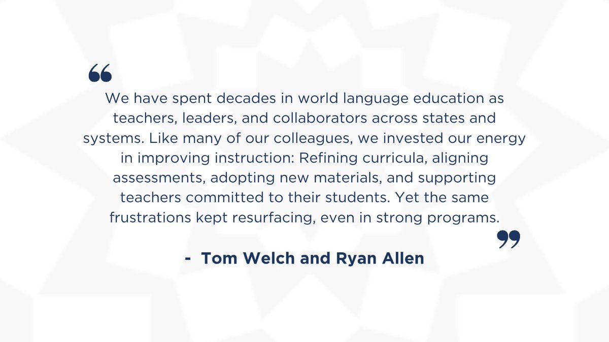 actfl's tweet photo. What happens when learning—not courses—becomes the system?

In this featured article, Tom Welch &amp; Ryan Allen explore what Facilitated Interdependent Language Learning (FILL) makes possible and how it can reshape language education.

Read more: https://t.co/FKvS0Jk3za #TuesdayTLE https://t.co/yB0bZ86fNT