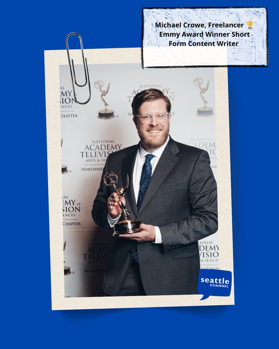 SeattleChannel's tweet photo. 🏆 Seattle Channel won 3 Emmys at the 63rd Northwest Emmy Awards! Videographer &amp; Producer Chris Barnes took home TWO — plus freelancer Michael Crowe earned an Emmy for CityStream. 👏 Congrats to the whole team! ✨ #SeattleChannel #NorthwestEmmys

https://t.co/VLspD3JO0c https://t.co/G6FMqWO2O4