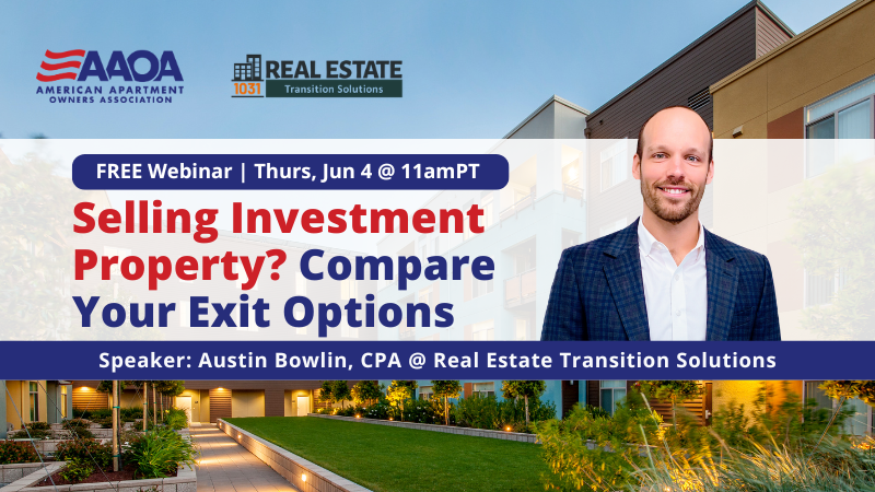 AAOA's tweet photo. Thinking about selling your rental property? Before you do, join Austin Bowlin, CPA, and learn how 3 common exit strategies impact your taxes, passive income, liquidity, and long-term wealth on Thursday, June 4th @ 11amPT. It's FREE! Register Here: https://t.co/OBOSJcz5Sk https://t.co/gStqHgSz6c