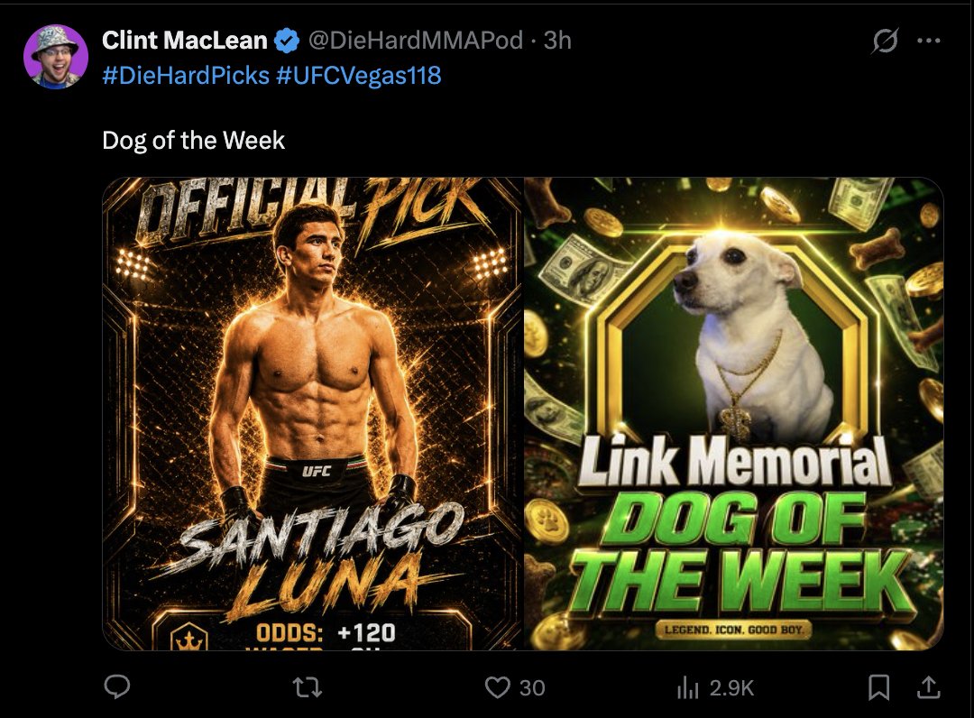 FadingClint's tweet photo. I STG if Clint MacLean ruins Santiago Luna's career. #UFCVegas118 https://t.co/7qalLMnGwD