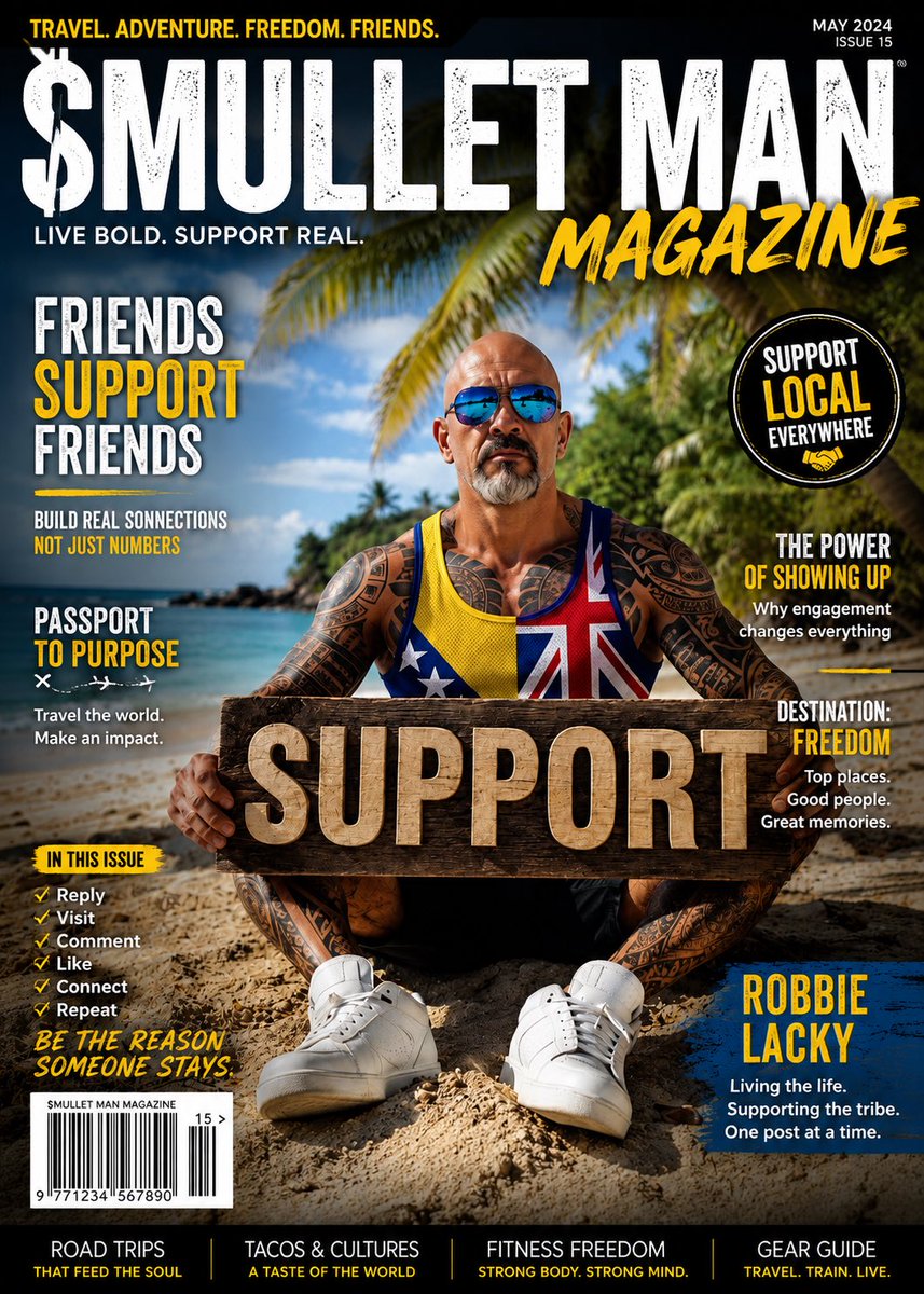 BJs_Pits's tweet photo. $MULLET MAN MAGAZINE just dropped. 📰🔥

Big salute to @robbielacky — because friends support friends. 🤝

This is the movement: Reply. Visit. Comment. Like. Connect. Repeat.
Real community isn’t built by numbers. It’s built by people who actually show up.
$MULLET MAN Business in the front. Support in the back. 😎🔥