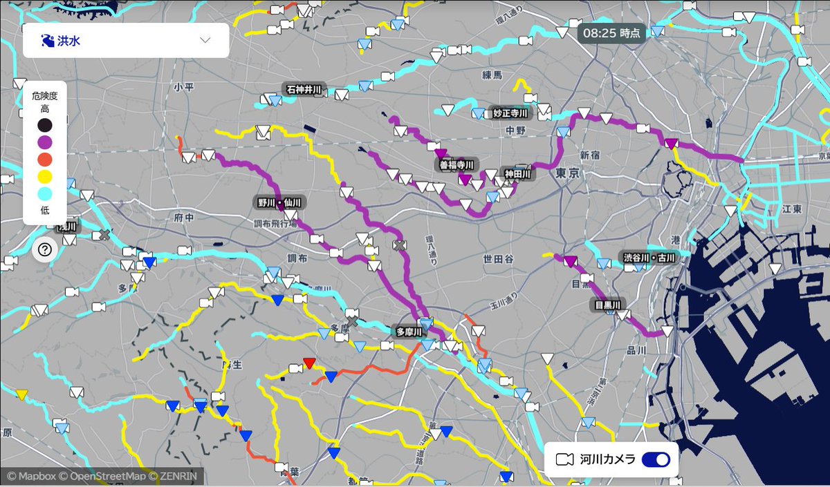 nhk_seikatsu's tweet photo. 東京都内の目黒川、善福寺川など複数の川で「レベル4 氾濫危険警報」が発表されています
その他「レベル3 氾濫警報」が出ている川もあります
お近くの川の情報を確認し、レベル4までに避難をするようにしてください
https://t.co/mzIbcZBkwZ https://t.co/pfE4YZQu0X