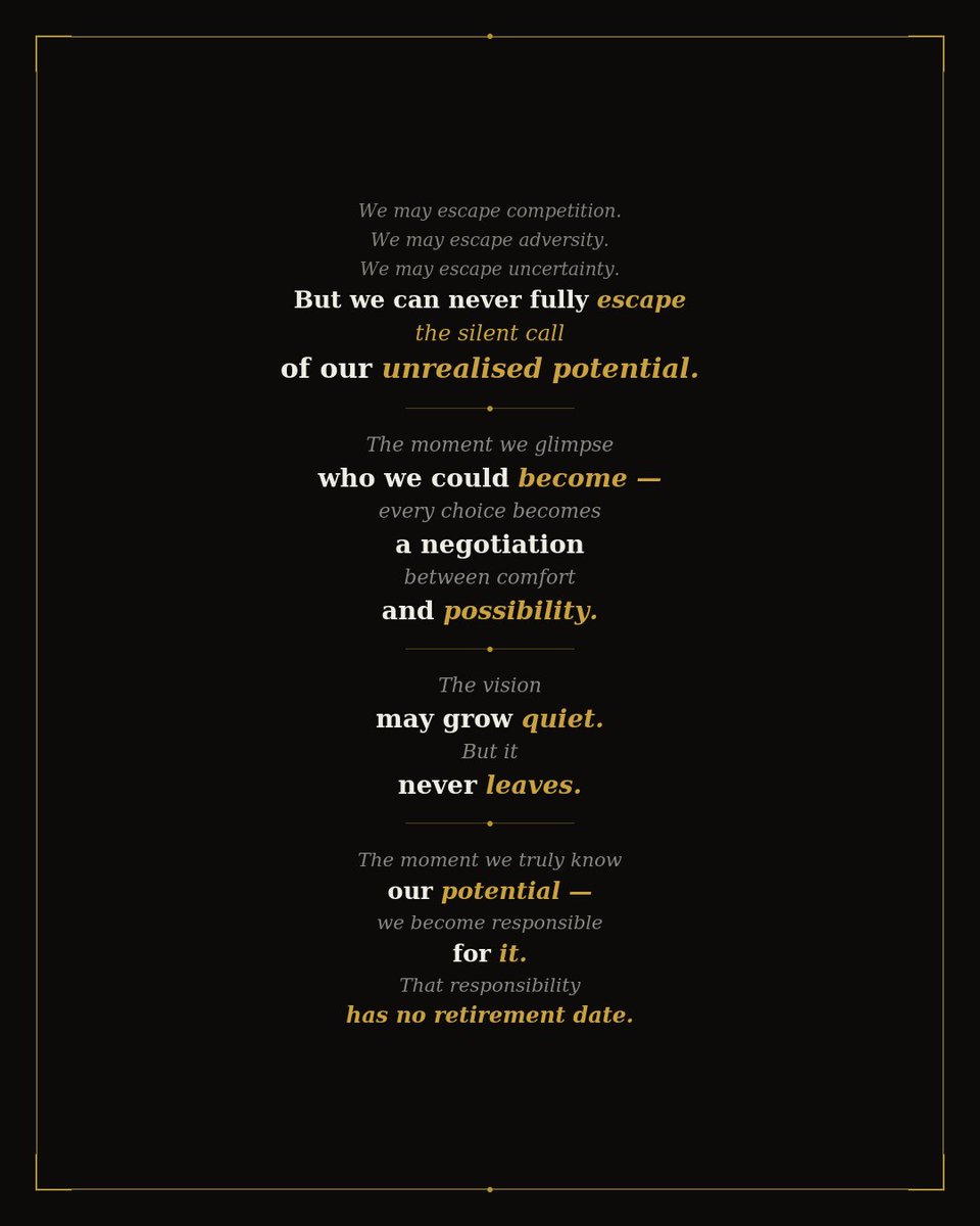 TradeNirva's tweet photo. We may escape everything. But we can never escape the silent call of our unrealised potential.

#TradingMindset #UnrealisedPotential #TheVision #NoteToSelf https://t.co/FN8kr2YZGY