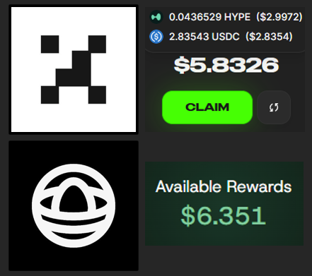 HoodieChicken's tweet photo. currently the two biggest hyperEVM DEXes by TVL are @prjx_hl and @NestExchange 

historically, i've probably done 90%+ of my volume on @prjx_hl but am curious about the nest model

so, i deposited 10 $HYPE and $1,000 into both apps in the $65.50 - $77.50 range earlier today to track the results

8.5 hours later and i have the first update

with some MAJOR caveats

with @prjx_hl, you claim fees from both tokens. in this case, my payout is in $HYPE and @USDC 

simple enough

with @NestExchange, you claim the $nest token

and the price of the $nest token ... varies

as i'm writing this right now, the price is $0.02321

so that makes things ... more complicated and higher variance

anyways - much more later ...
