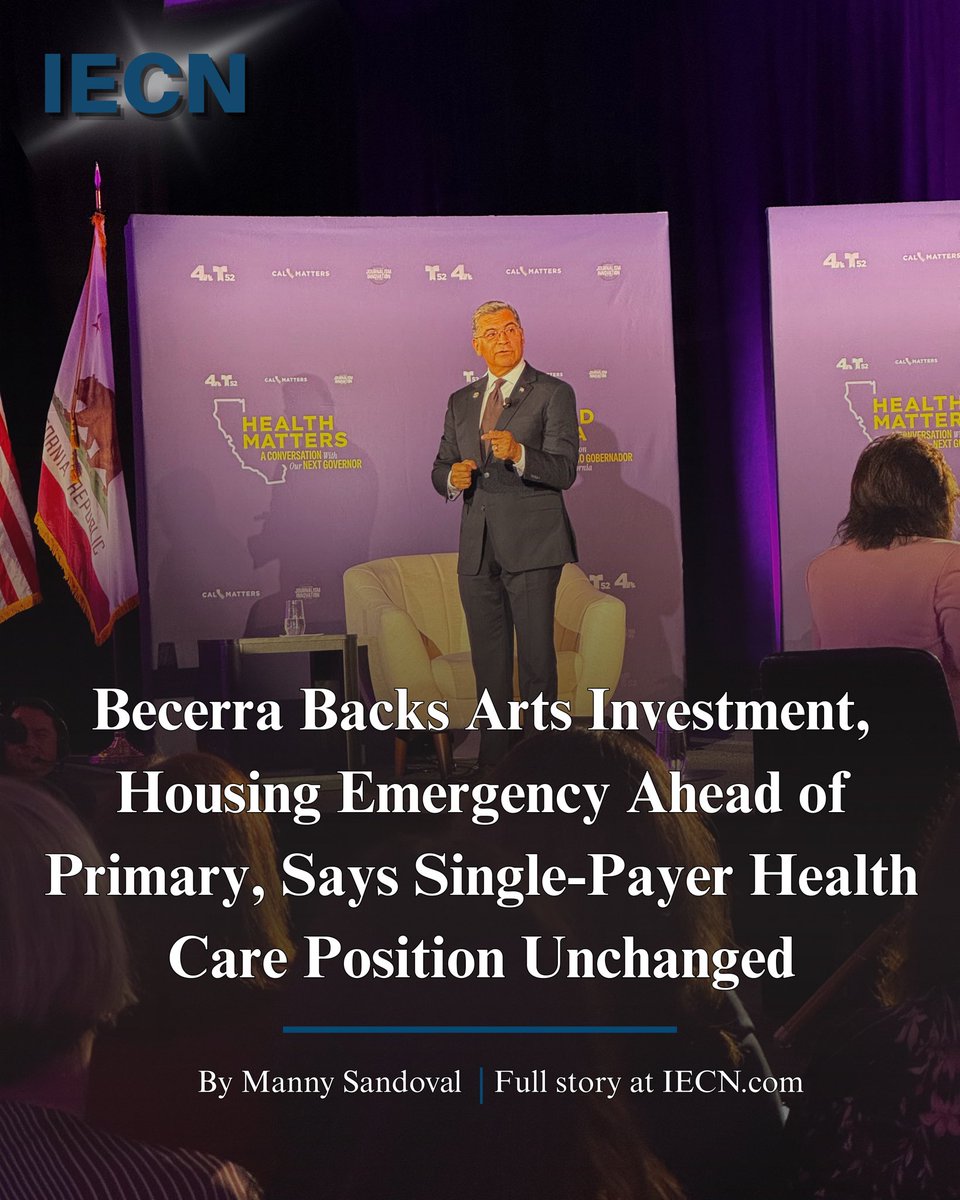 iecnweekly's tweet photo. 🗳️🗣️ Last week, IECN spoke to gubernatorial candidate Xavier Becerra during a virtual interview hosted by American Community Media, where he addressed arts funding, housing, healthcare and immigration ahead of the June 2 primary. https://t.co/zH2EdhgDxN