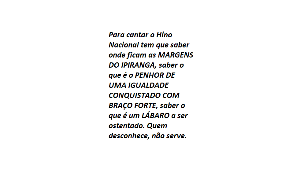 GodandiA's tweet photo. Ignorar a beleza do nosso Hino é um dos motes para nossa derrocada. https://t.co/dk7WUxwqHg