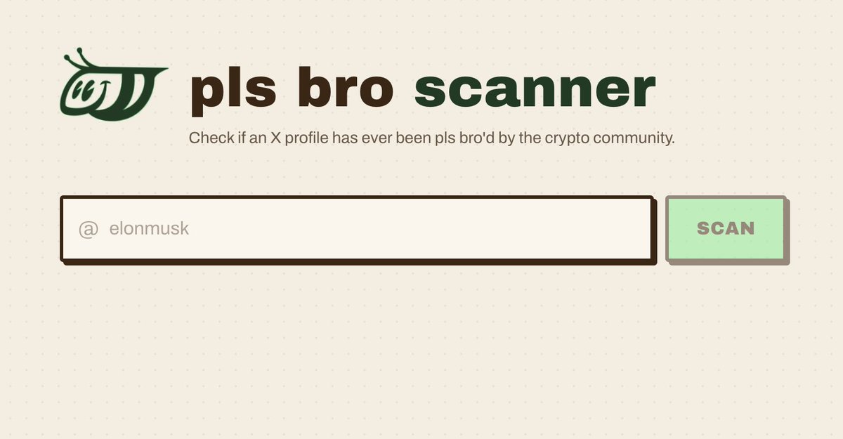 igoryuzo's tweet photo. pls bro scanner

paste any X handle and see if they've been pls bro'd

work in progress..comment any handles it’s not capturing correctly, or any ideas for better signal

site: https://t.co/otZK6uJVlt https://t.co/RHheeOiros