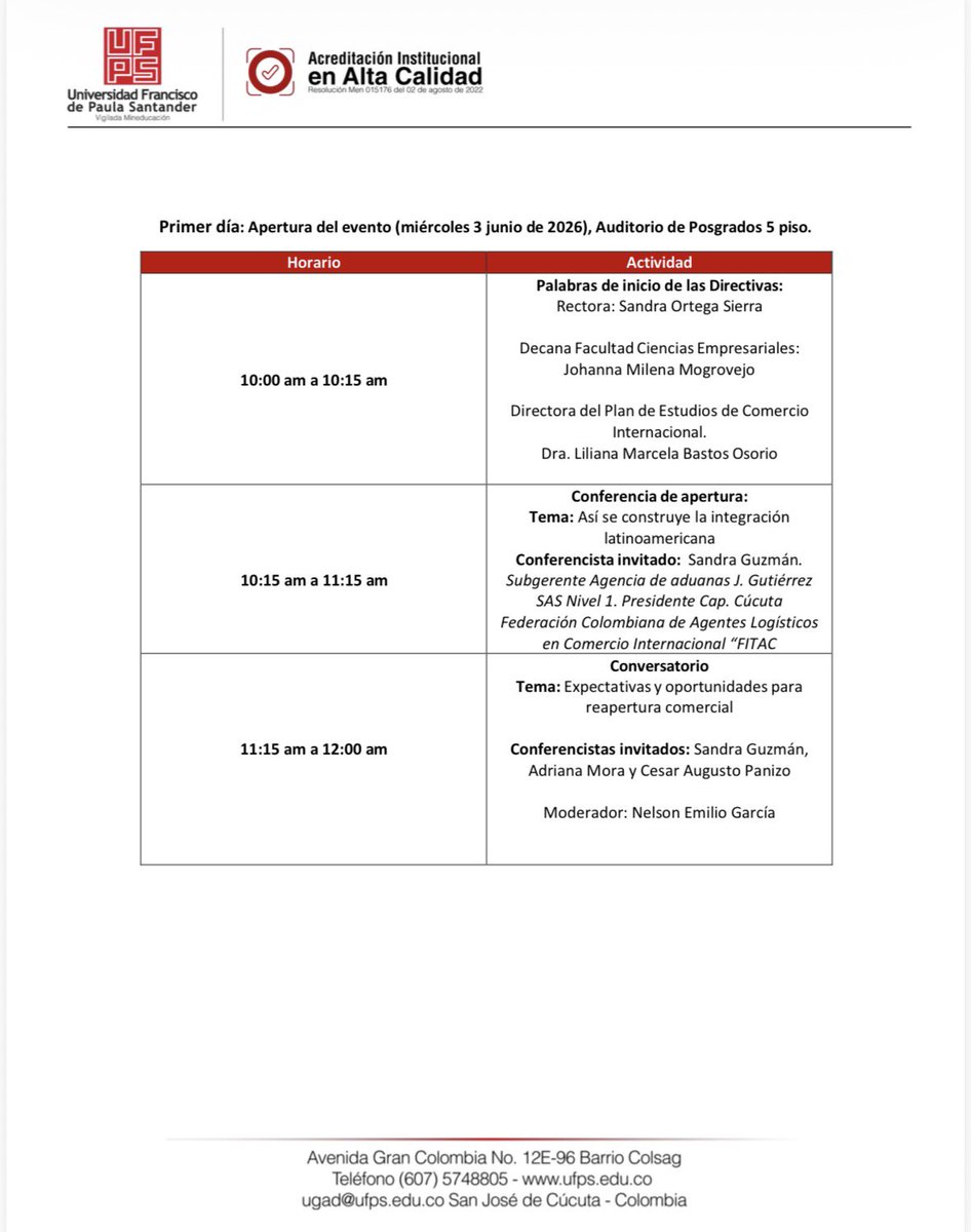 ComercioIntUFPS's tweet photo. Cordialmente invitados a participar a toda la Comunidad Académica #ComercioInternacionalUFPS.

#especializacióenlogísticaynegociosinternacionalesufps
#maestríaennegociosinternacionalesufps

#JuntosPorLaRenovación
#TodosSomosCalidad https://t.co/wOnGhhX7Cw