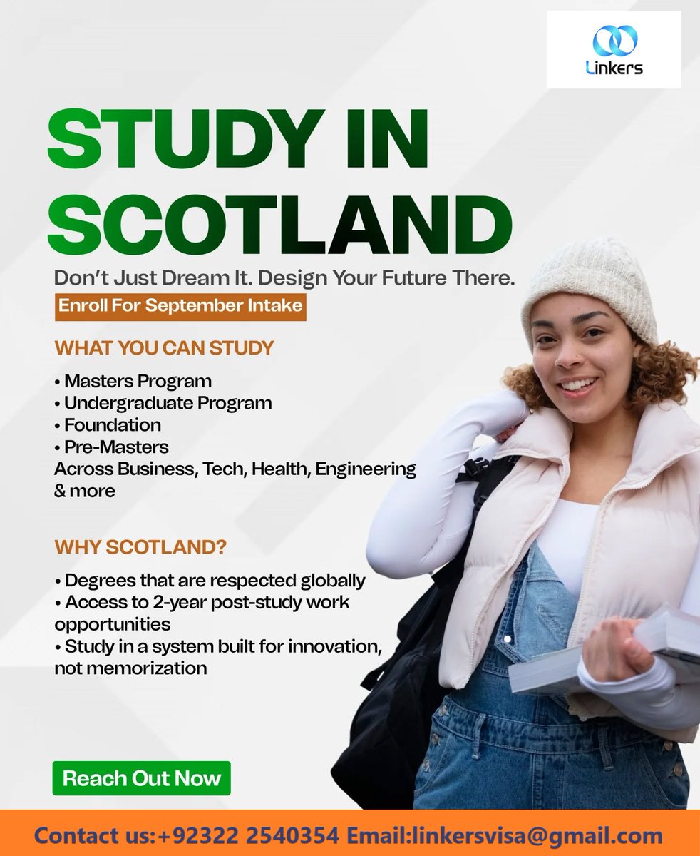 EraasAdvisor's tweet photo. We're currently registering students who want to study in Scotland in 2026, reach out to us now before the registration closes.
Admission open.
Contact us:+ 0322 2540354
#studyinscotland  #ScotlandNT https://t.co/Ok3zlzlZRL