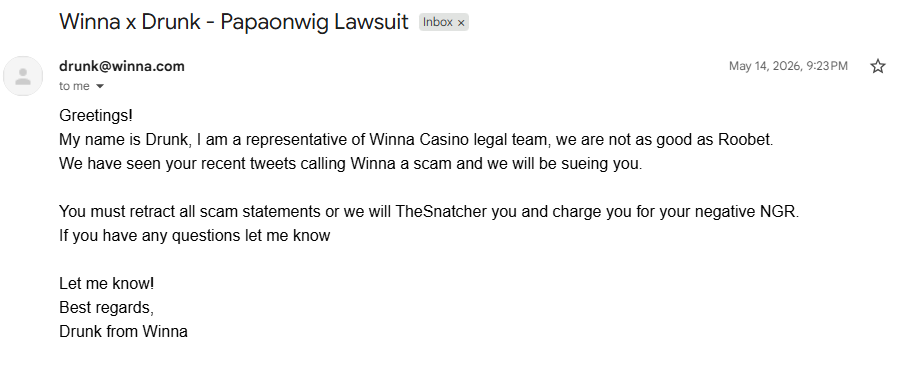 DougGambles's tweet photo. @Papaonwings @Winna @Drunk_ you're a joke. This is disgraceful from a casino for simply tweets.. #FREEPAPA https://t.co/I09unAP3Yz