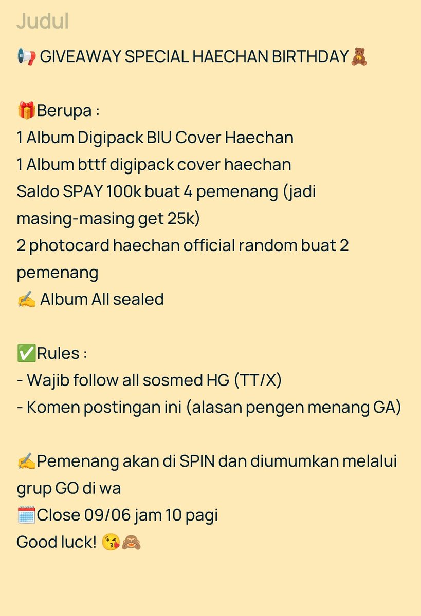 HaeminGO_'s tweet photo. Help RT ❗ 
Haemin GO lagi Adain giveaway special birthday haechan😍

✍️ Baca rules sesuai pict yaa, semoga beruntung 😚 https://t.co/tmUGYQU8ej