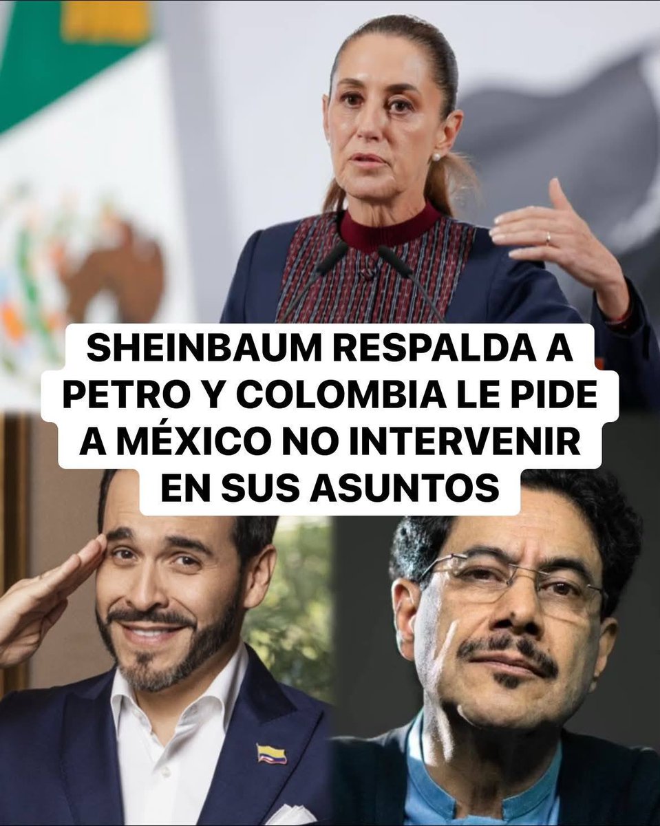 FCPeru7's tweet photo. LA METICHE DE LA VECINDAD

SIEMPRE ANDA METIENDO LAS NARICES DONDE NO LA LLAMAN, PARECE LA CHIMOLTRUFIA.

LA NOTA:

Sheinbaum respalda a Petro y pide investigar “hasta lo último” el presunto fraude en las elecciones de Colombia

La presidenta respaldó las denuncias de fraude del presidente de Colombia y acusó a redes de ultraderecha de interferir en procesos electorales de la región.

“Hay que respetar la voluntad del pueblo colombiano, pero es importante que se llegue hasta lo último en esta denuncia que se está haciendo de un posible fraude”, afirmó Sheinbaum.

COLOMBIANOS RECHAZAN SU INJERENCIA

Ante su respaldo, varios políticos y figuras públicas colombianas, así como varios usuarios en redes reaccionaron pidiéndole que no intervenga en asuntos internos de Colombia:

Le recordaron que Colombia tiene instituciones electorales propias y no necesita que gobiernos extranjeros validen o cuestionen sus elecciones. Otros dijeron que México tiene sus propios problemas y debería enfocarse en eso en vez de opinar sobre Colombia.

Otros más críticos dijeron: "La voluntad del pueblo es sagrada... métase en sus asuntos". "Impresentable: un día habla de no injerencia y al otro se mete en Colombia".