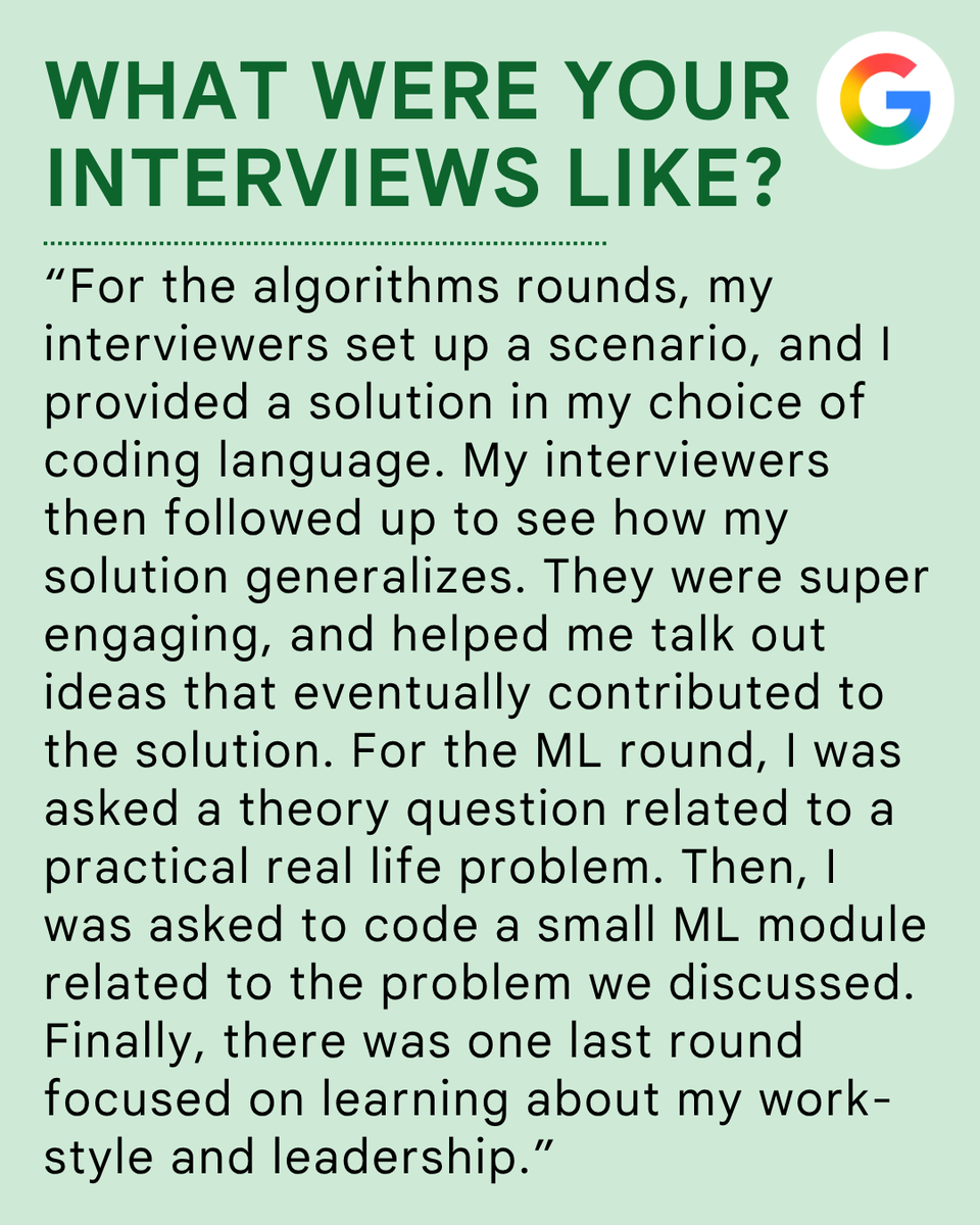 googlestudents's tweet photo. As a Software Engineer with Google Research, Samrat is dedicated to pushing the boundaries of Natural Language Understanding. Curious about how he landed the role? Read Samrat's full interview, where he breaks down his prep strategy and interview experience ➡️ https://t.co/6MrxMNVlnW
