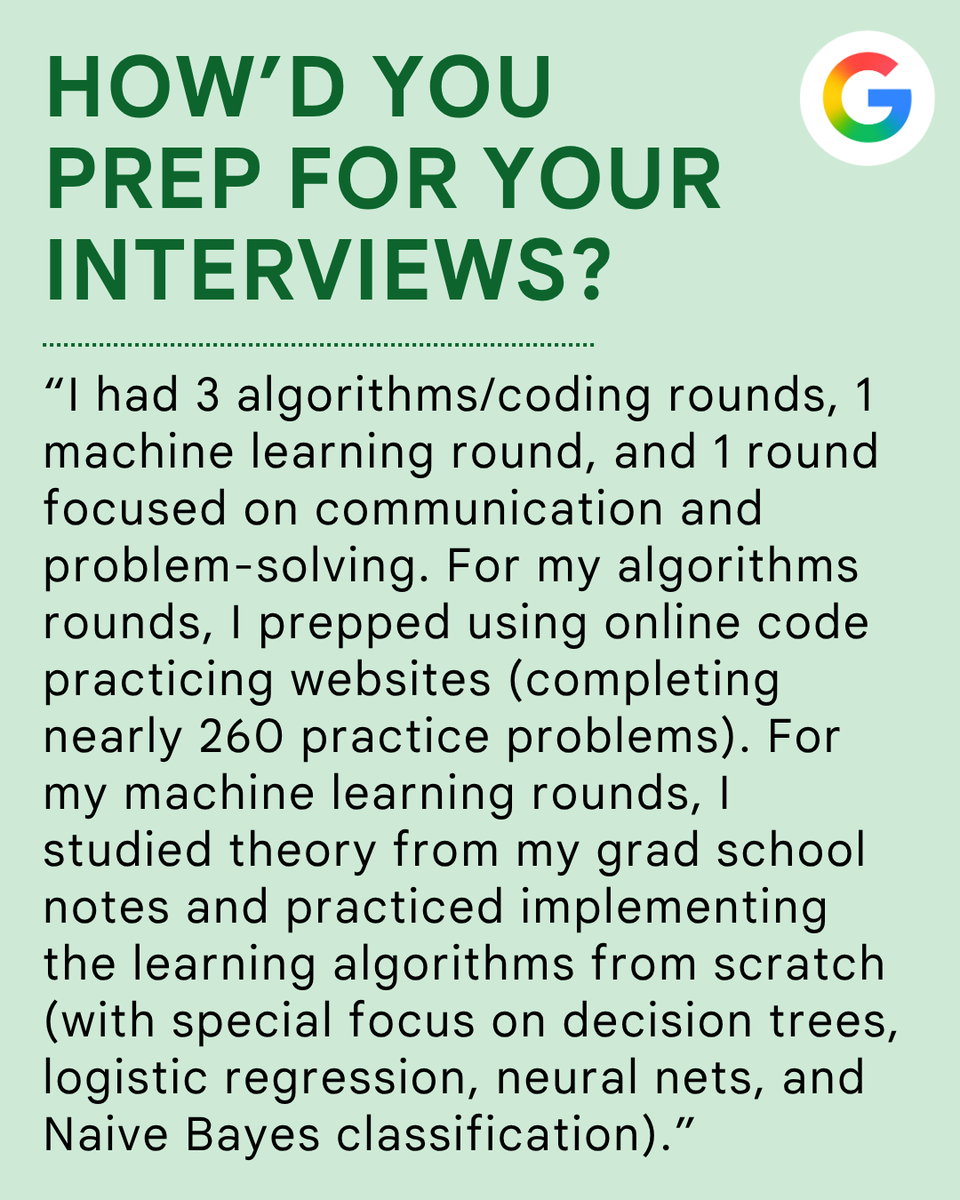 googlestudents's tweet photo. As a Software Engineer with Google Research, Samrat is dedicated to pushing the boundaries of Natural Language Understanding. Curious about how he landed the role? Read Samrat's full interview, where he breaks down his prep strategy and interview experience ➡️ https://t.co/6MrxMNVlnW
