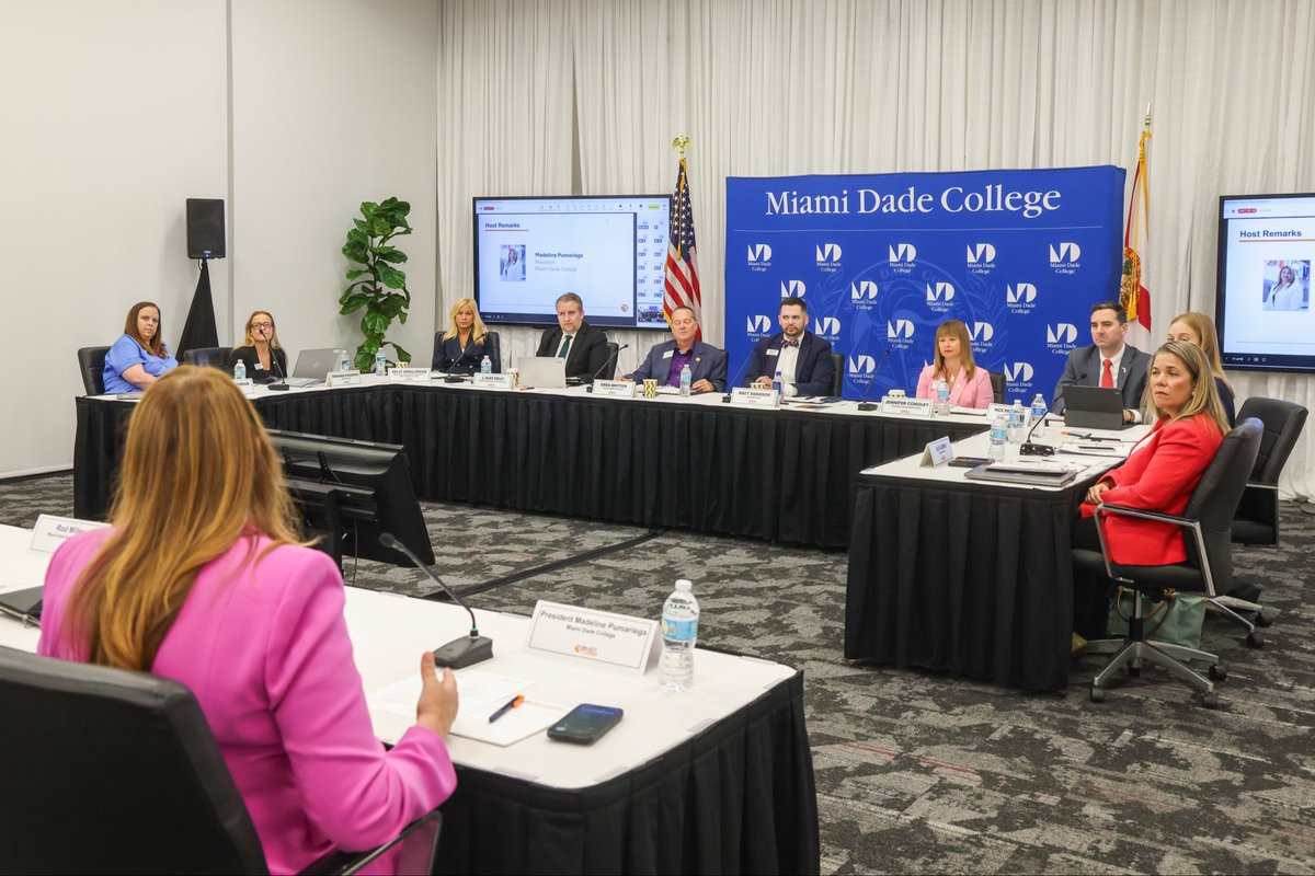 mdcpresident's tweet photo. Honored to host the @SelectFLA Board Meeting at Miami Dade College with FL Secretary of Commerce @JAlexKelly, CEO Matt Swanson, and business leaders driving investment and job creation across our state. As Florida accelerates growth across aviation & aerospace, advanced manufacturing, clean technology, construction, healthcare, logistics, and artificial intelligence, @MDCollege is leading through our innovative programs at the Florida Center for Aviation and Aerospace, the Construction Trades Institute, and 25+ registered apprenticeship pathways, we are closing the gap between education and industry.