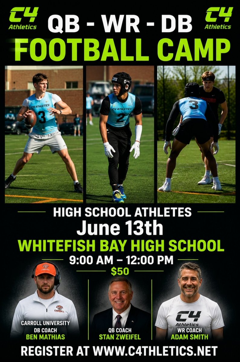 C4AthleticsWI's tweet photo. The time to sign up is now! Great, game-related drill work against the best area players! Iron sharpens iron! Sign up for our 2nd annual camp at https://t.co/qxBB79uhTd #RDV #ExplodeYourGame https://t.co/gJ3IovFrE7