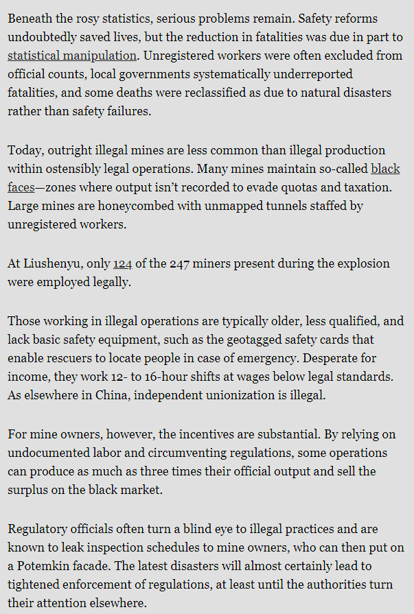 bigseb31213's tweet photo. The always excellent James Palmer's China Brief on the reality of mine safety in the worker's paradise, China https://t.co/cw0EZNgQ72