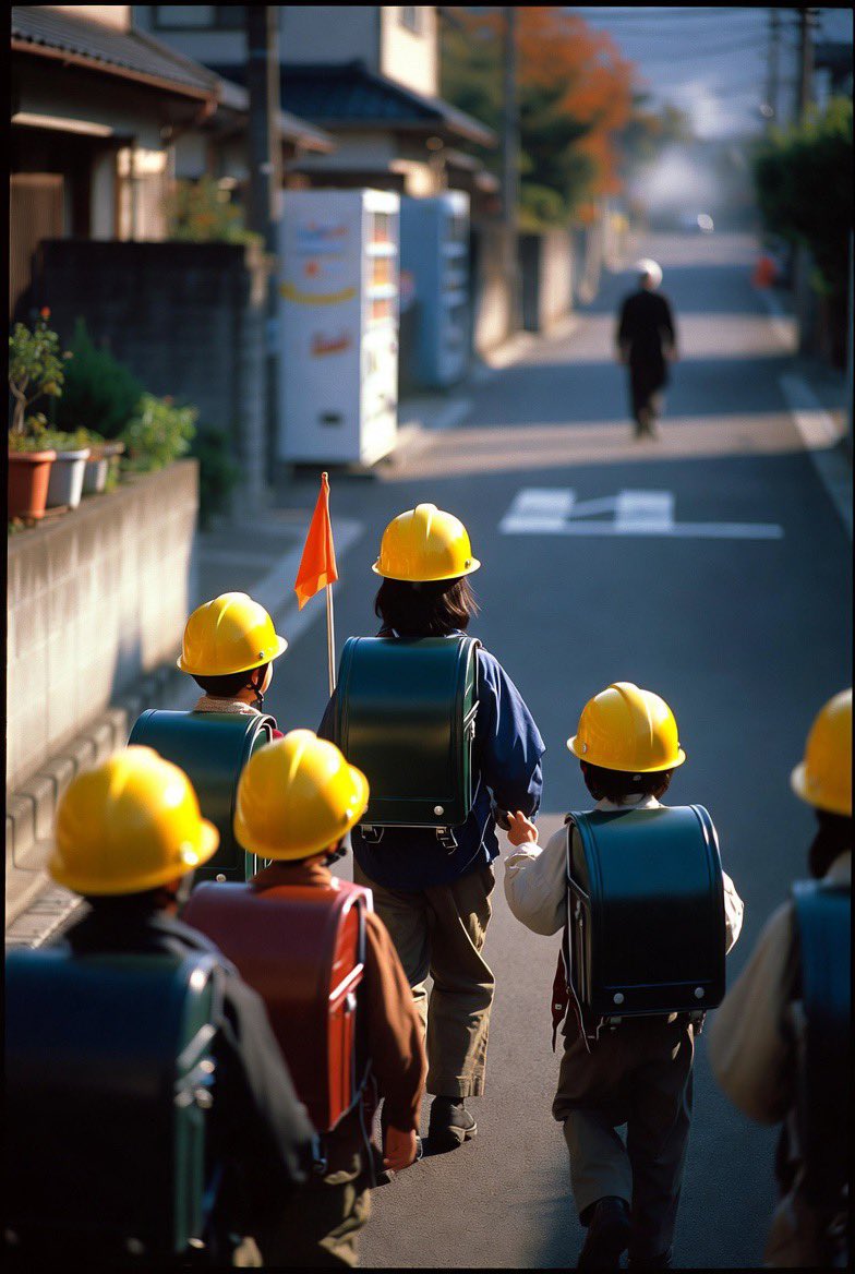 KimuraTodayToo's tweet photo. Japan sends first-graders to school alone.

Thirty minutes. Intersections. Train platforms.
Six-year-olds.

No bus. No parent drop-off.
Just small groups — older kids up front, youngest in back.
They call it tōkoban. It's worked for decades.

The idea isn't "Japan is safe."
It's this:

Children become capable
by being trusted with real things
before they feel ready.

In the U.S., parents get reported to child services
for letting a 10-year-old walk to a park alone.

Same planet.
Different idea of what a child is.

Would you let your six-year-old walk 30 minutes to school —
and if not, what age would feel okay?