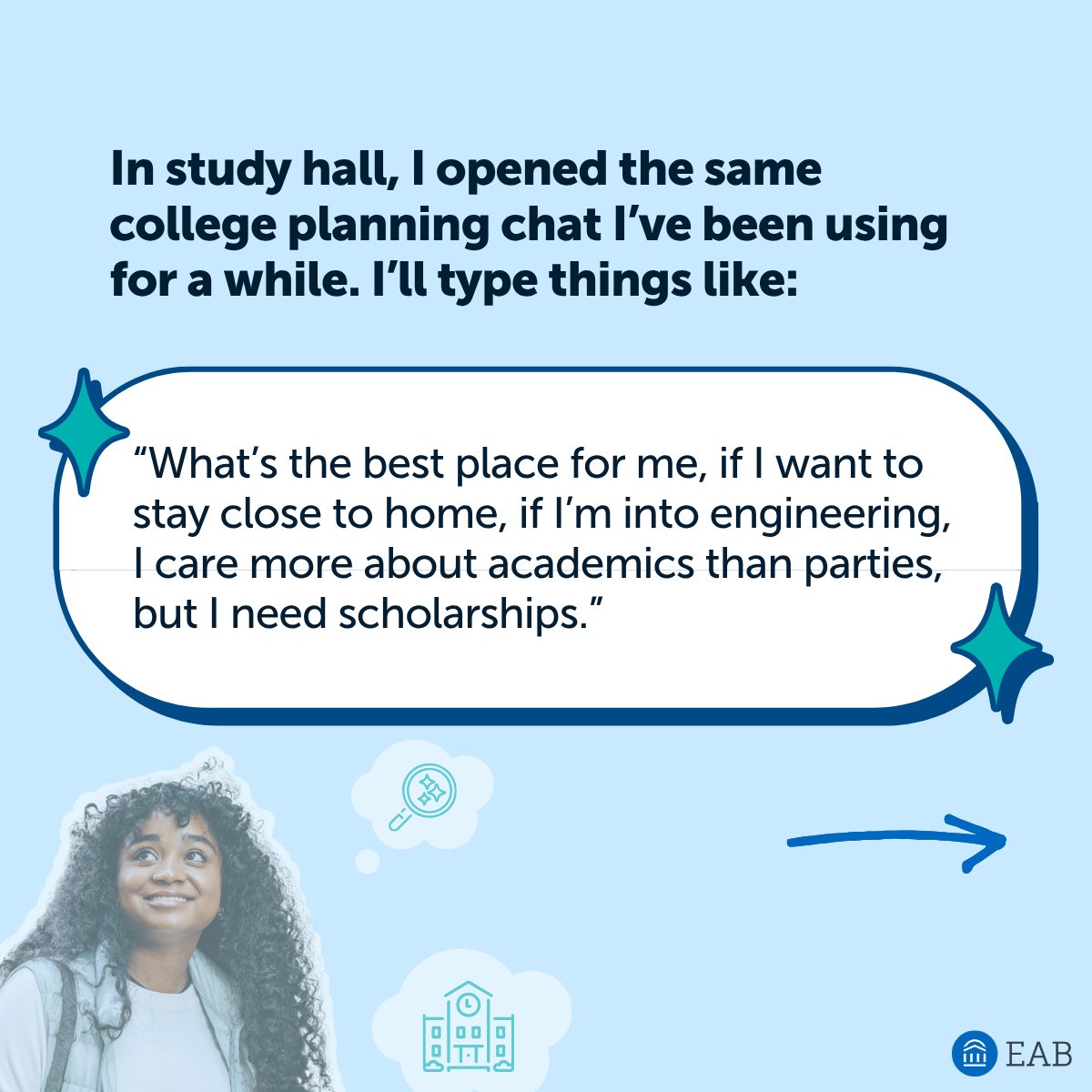 EAB's tweet photo. What if your institution is making the shortlist before a student ever visits your website?

New #EAB research shows nearly half of students are using AI during their college search, and many are turning to it before they engage directly with schools. Read the full article: https://t.co/f8njkFcX1z