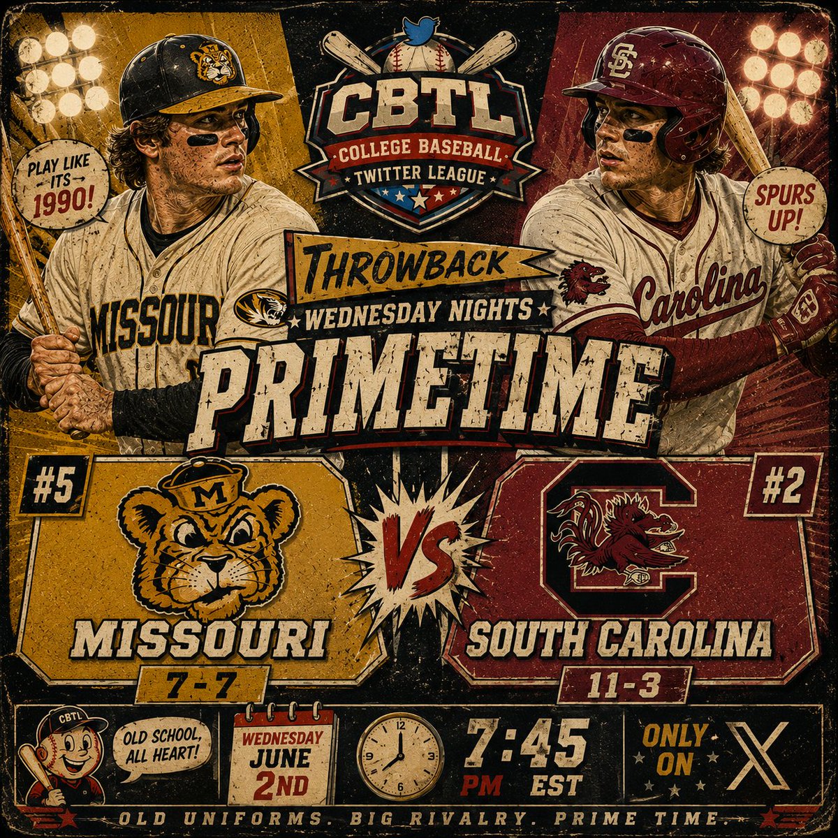 CBTLonX's tweet photo. CBTL Throwback Primetime

Missouri 7-7 (@happystlfan4/@neo2hi)
Vs
South Carolina 11-3 (@BraedonMinarik/@Laf4MVP_) https://t.co/tVSw9ZkMO9