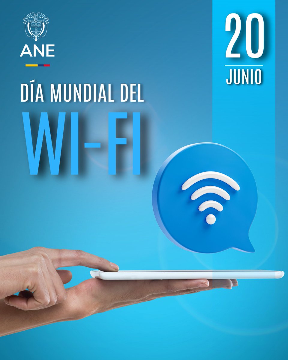 ANE_Colombia's tweet photo. #DíaMundialDelWiFi I Cada vez que te conectas a una red Wi-Fi, hay un recurso invisible haciendo posible esa conexión: el espectro radioeléctrico.

Hoy celebramos una tecnología que impulsa la productividad y facilita el acceso a la información en todo el mundo. 📶🌎 https://t.co/1zguQMtUrw