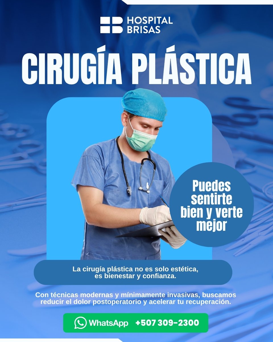 HospitalBrisas's tweet photo. Refleja por fuera lo bien que te sientes por dentro. ✨💙 Sabemos que dar el paso hacia un cambio físico es una decisión importante. La cirugía plástica se trata de recuperar tu seguridad, tu comodidad y tu bienestar integral.

Agenda tu cita: 6509-8626

#Salud #HospitalBrisas https://t.co/gdCYVYcXyd