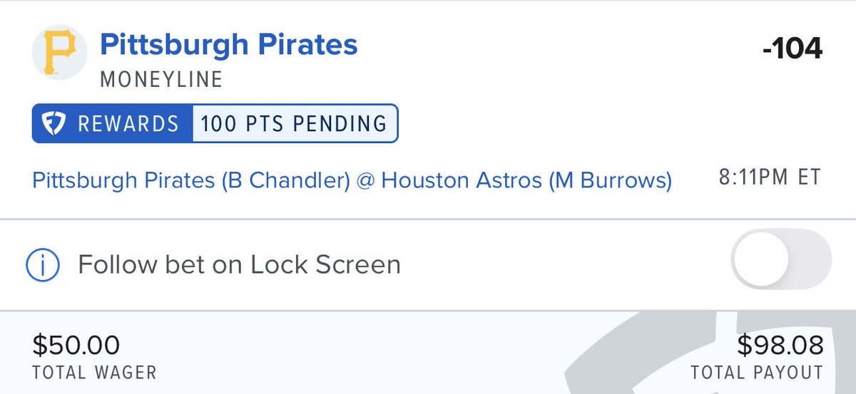 Cny_parlayguy's tweet photo. MLB Ladder Bet 1🎁

$50-$500💰

Pirates ML (-104 FanDuel)🔮

Bet 1: $50-$98.08

Fade Mike Burrows. Let’s go Buccos 🏴‍☠️
https://t.co/eTsOuC4cXg https://t.co/5qLKcx1ywt