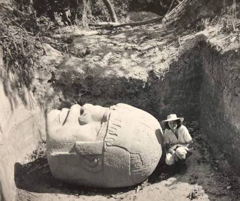 lukecaverns's tweet photo. It’s wild how deep the Olmec heads were buried https://t.co/Y7IH7BnlLo