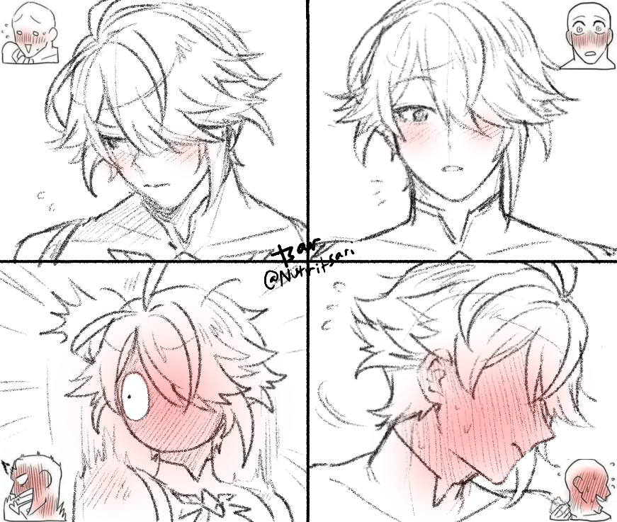 Nutritsari's tweet photo. just wanna draw Alhaitham blushing cuz he cute https://t.co/YkIjkvuVox
