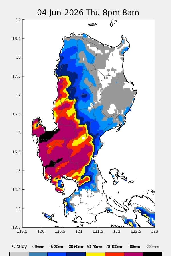 matteyowwwwww's tweet photo. Heads up! ⚠️

Central Luzon, most parts of the Ilocos Region and Metro Manila, and some parts of the Cordillera and CALABARZON might experience heavy to intense (70-100 mm) and torrential rains (200 mm) for both tomorrow (June 4) and Friday (June 5), due to the Southwest #MonsoonPH (#HabagatPH). ⛈️

Widespread flash floods and landslides are likely, especially in the hazard-prone areas.

Note: Any changes in the forecast are still possible but please be alert. 🙏

📷: @Weather_Manila