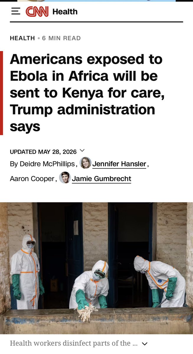 BiancavanWyk16's tweet photo. “The proposed 50-bed unit on an air force base in central Kenya for Americans exposed to the virus in Democratic Republic of Congo or Uganda has angered many Kenyans. 
They accuse the U.S. of offloading the health risk of caring for patients.”

The Trump Administration has made one thing clear - Africa is for stripping resources and dumping.