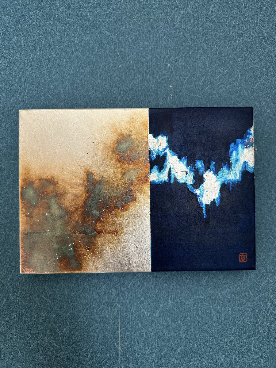 yuki02652113623's tweet photo. Yuki, Blue #15, 2024
Mineral pigment, Dyed mud pigment
6 1/5 × 8 9/10 in | 15.8 × 22.7 cm
https://t.co/qeLHJneVSf
@artsy
#kyotoartgallery #yuki #silverleaf https://t.co/FfGnl3KyNW