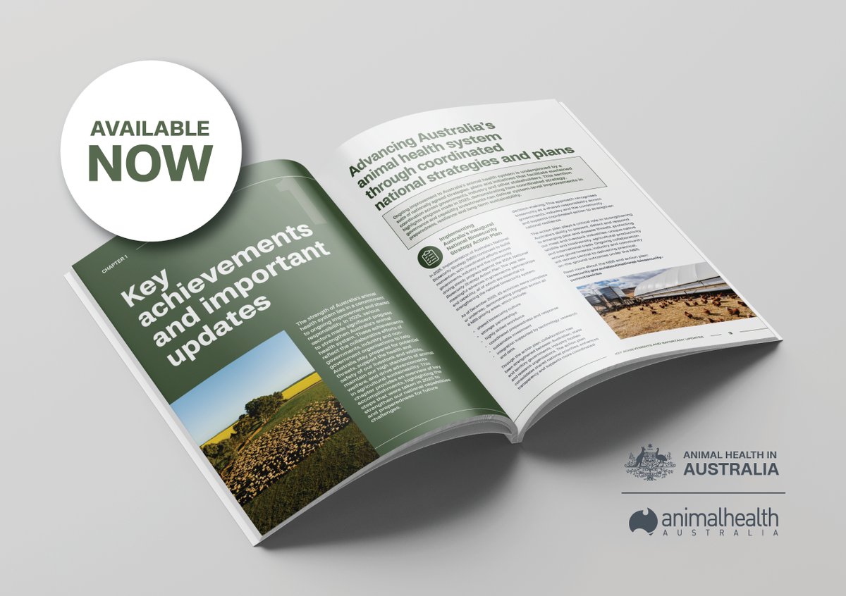 animalhealthAUS's tweet photo. Explore the 2025 Animal Health in Australia Report to read about H7 HPAI eradication in Vic, with national freedom declared to WOAH. More https://t.co/RAkHsN9g0c 
#AnimalHealth #Biosecurity @DAFFgov @WOAH @healthywildlife https://t.co/jmqUZ9Phac