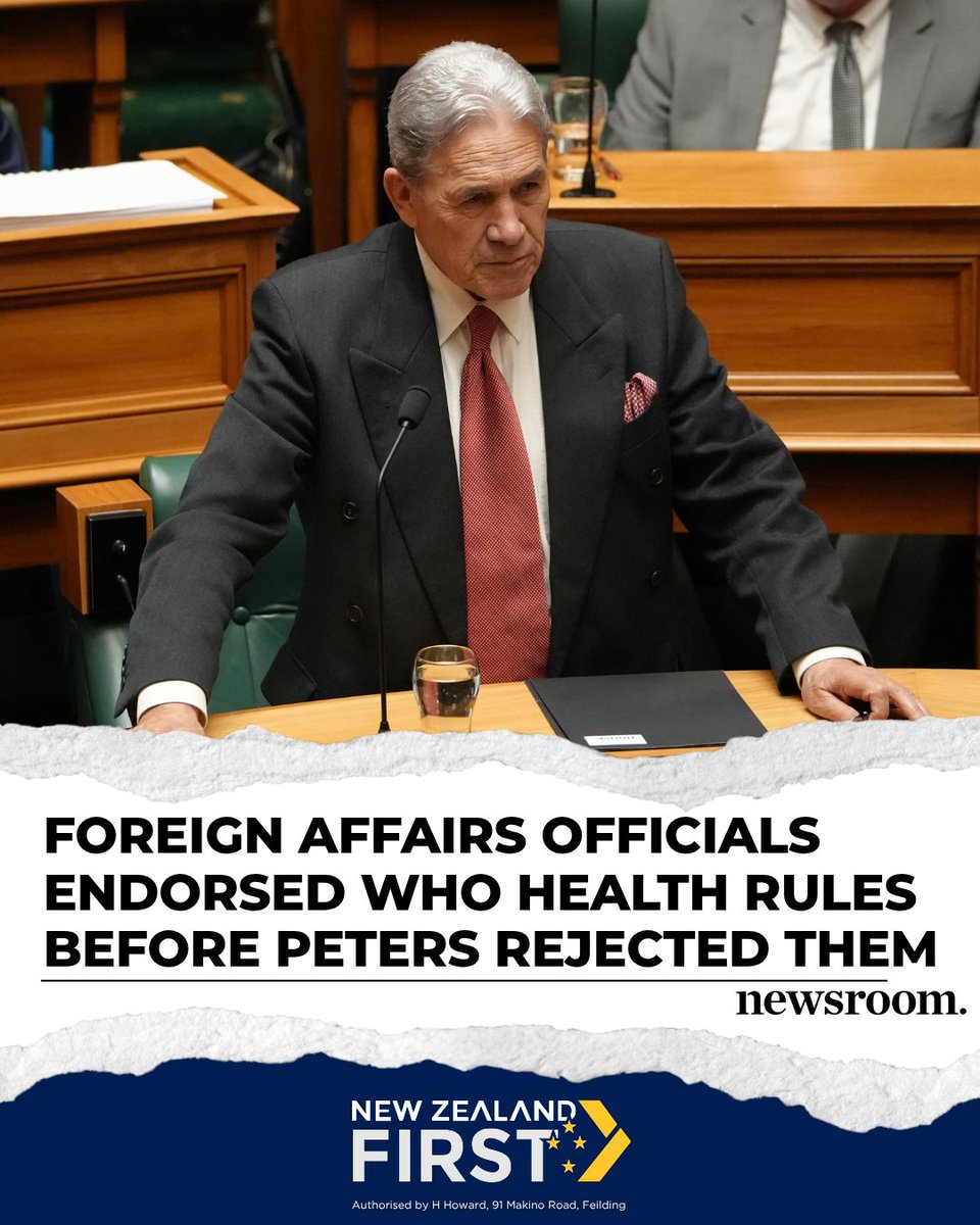 nzfirst's tweet photo. “With respect to these International Health Regulations, [the Minister] has been clear that he is focused on protecting New Zealand sovereignty – and ensuring that New Zealand’s approach to health is determined in Wellington, not Geneva.” https://t.co/smKh9CPckl
