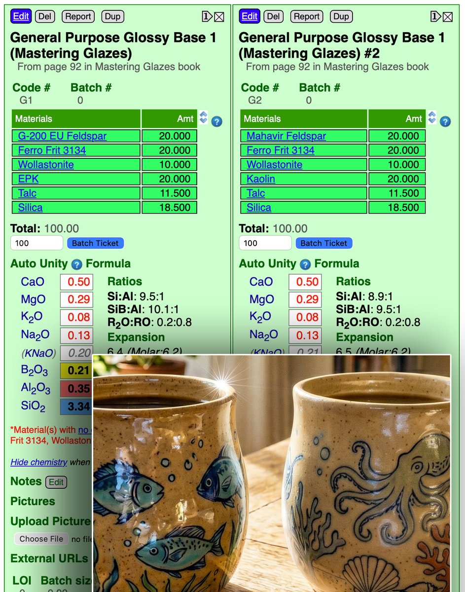 digitalfiretony's tweet photo. A transparent glaze is going satin: Is it the feldspar and kaolin substitutions? Or is this a tipping-point glaze? https://t.co/NfK4UEctvr https://t.co/NThDurpm5o