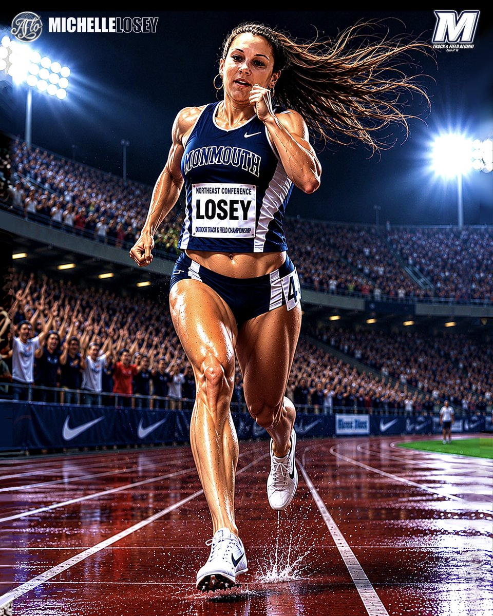 CoachAFlo's tweet photo. MONMOUTH UNIVERSITY TRACK & FIELD ALUMNI c/o ‘10
MICHELLE LOSEY🇺🇸 @MichelleLosey 
PERSONAL BEST: 400M - 55.21, 200M - 24.50s, 100M - 12.58s, 60M - 7.68s, 55M - 7.12S

Michelle Losey, a standout sprinter from Piscataway, NJ, had an exceptional track and field career at Monmouth University (2006–2010) as a member of the women’s team. 
She excelled in the 200m, 400m, and relays, setting multiple school records (including in the 400m, 200m, 55m/60m, and various relays) and earning NEC Most Outstanding Track Performer honors three times (one indoor, two outdoor). Losey was a multi-time All-NEC First Team selection, earned All-East honors, and claimed numerous NEC weekly awards while consistently qualifying for ECAC championships. Her achievements included winning individual and relay titles at conference meets, breaking meet records (e.g., at Moravian), and contributing to strong team performances at prestigious events like Penn Relays. She was also recognized as a Monmouth student-athlete award recipient. 
Losey’s combination of speed, versatility, and leadership made her one of the program’s most decorated athletes.